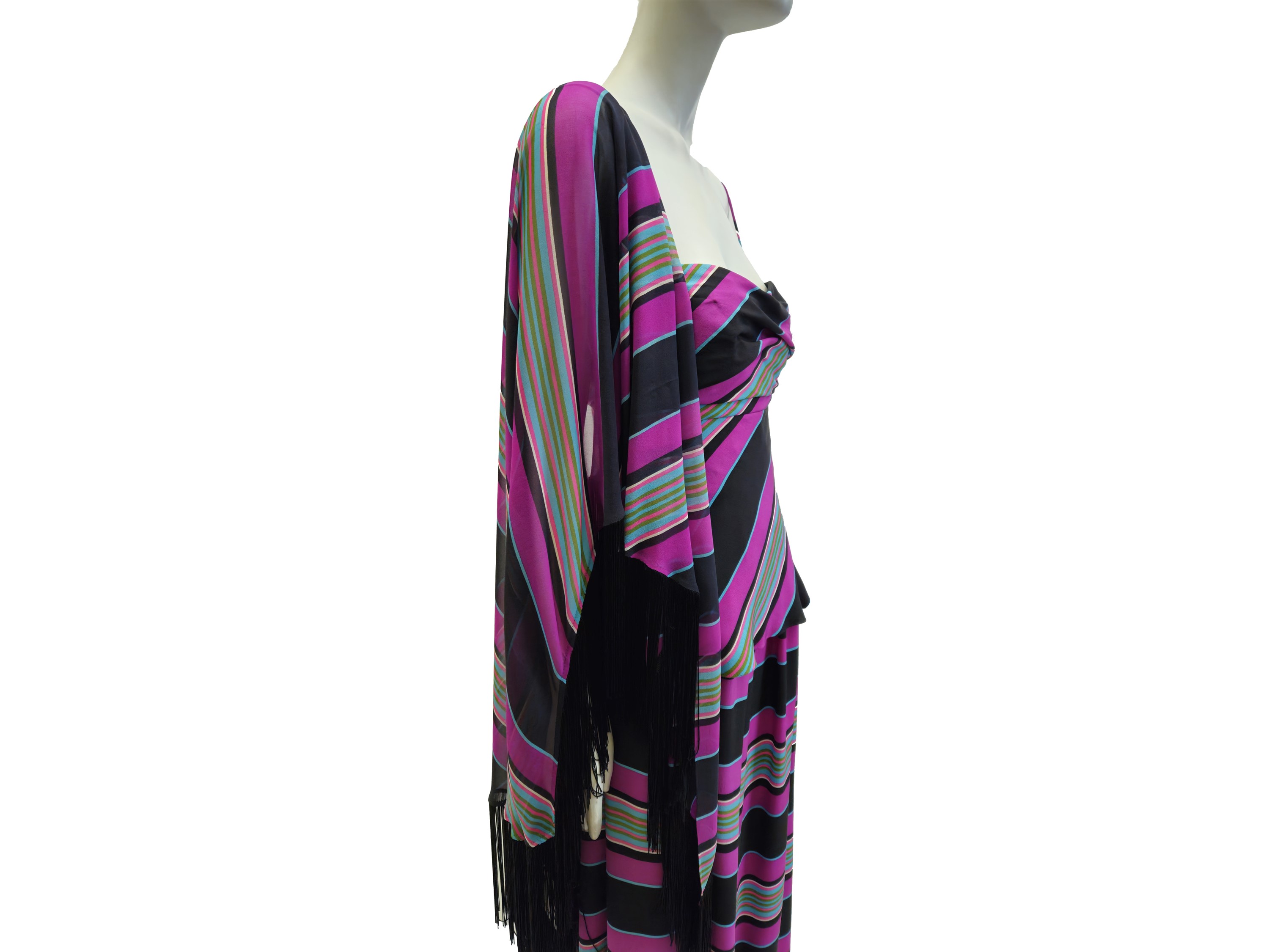 Abito da sera sartoriale in seta con scialle en pendant, Alta Moda Massetti, Firenze