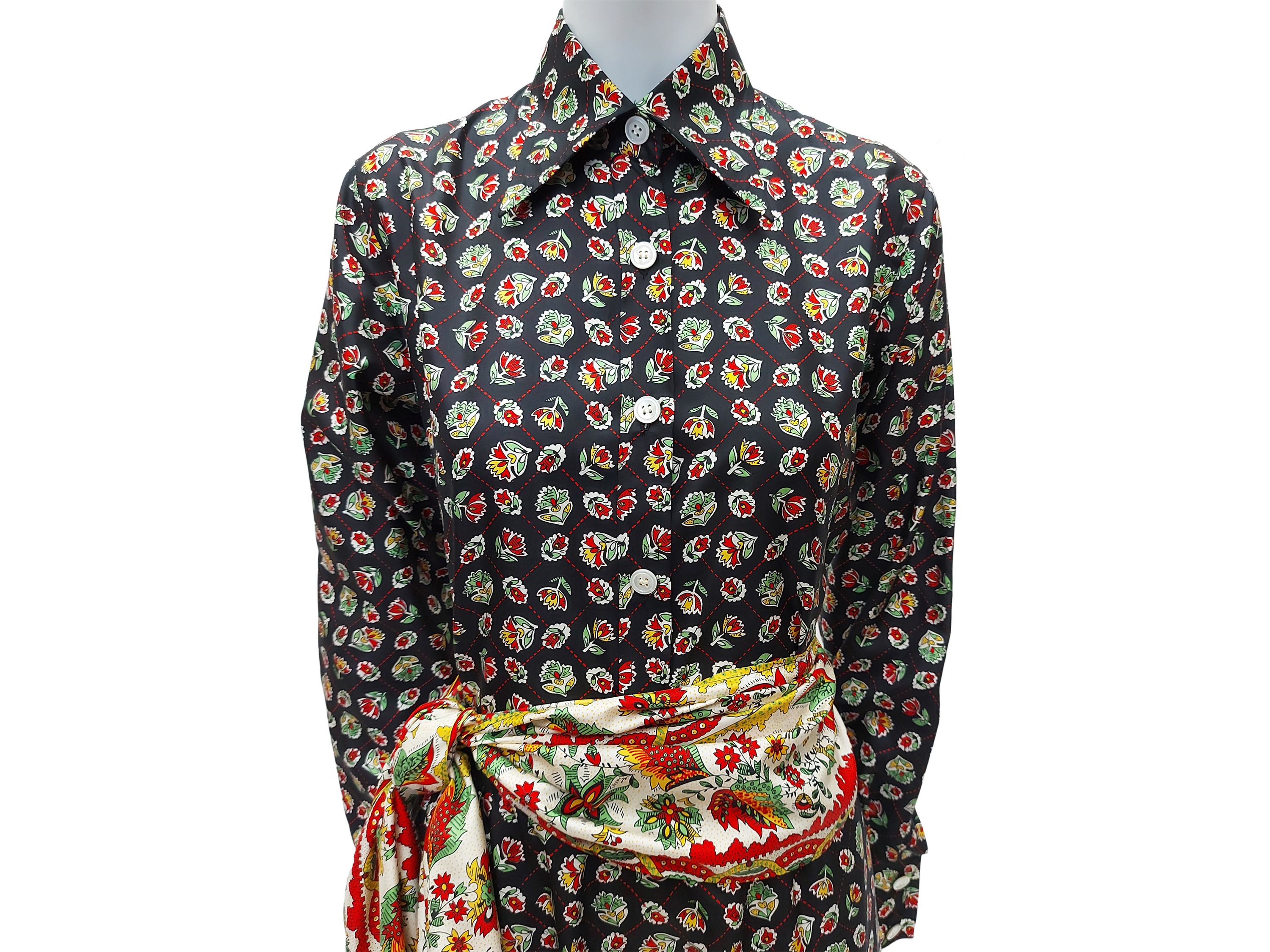 Valentino - Completo camicia, gonna midi e fusciacca in seta