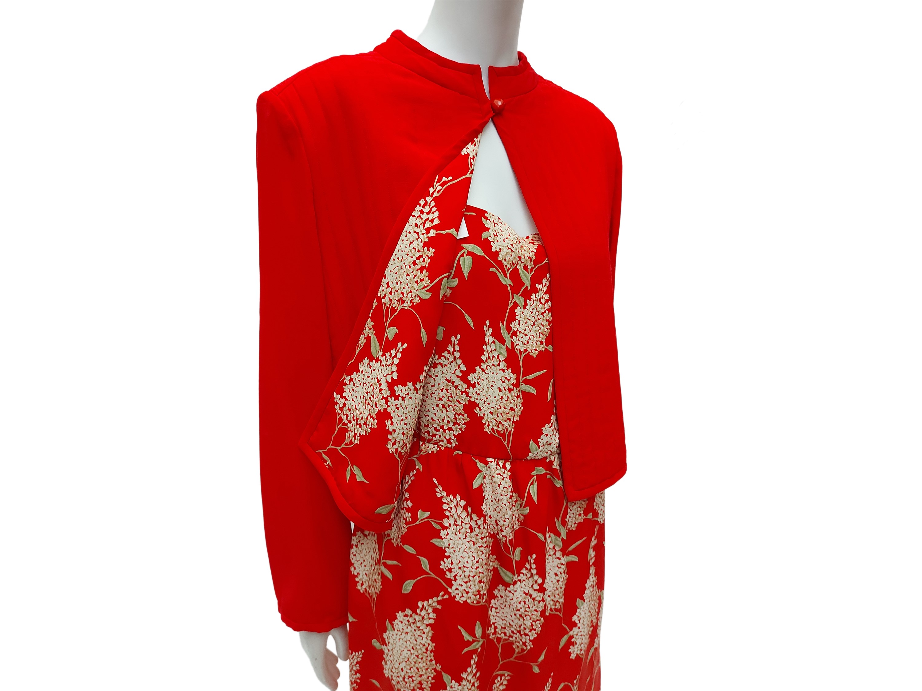 Abito lungo con giacchina in seta rossa, Rossana Massetti, Firenze