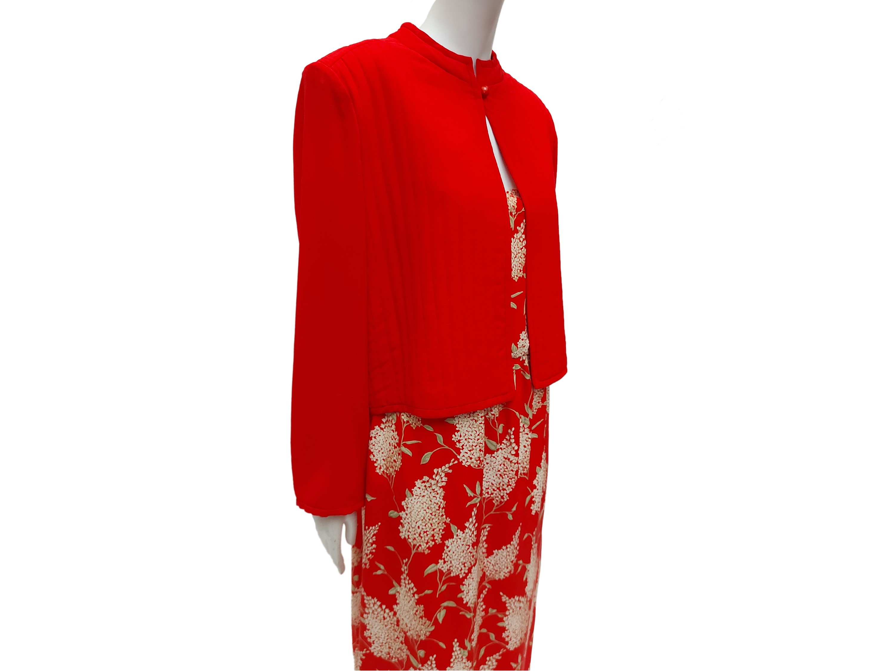 Abito lungo con giacchina in seta rossa, Rossana Massetti, Firenze