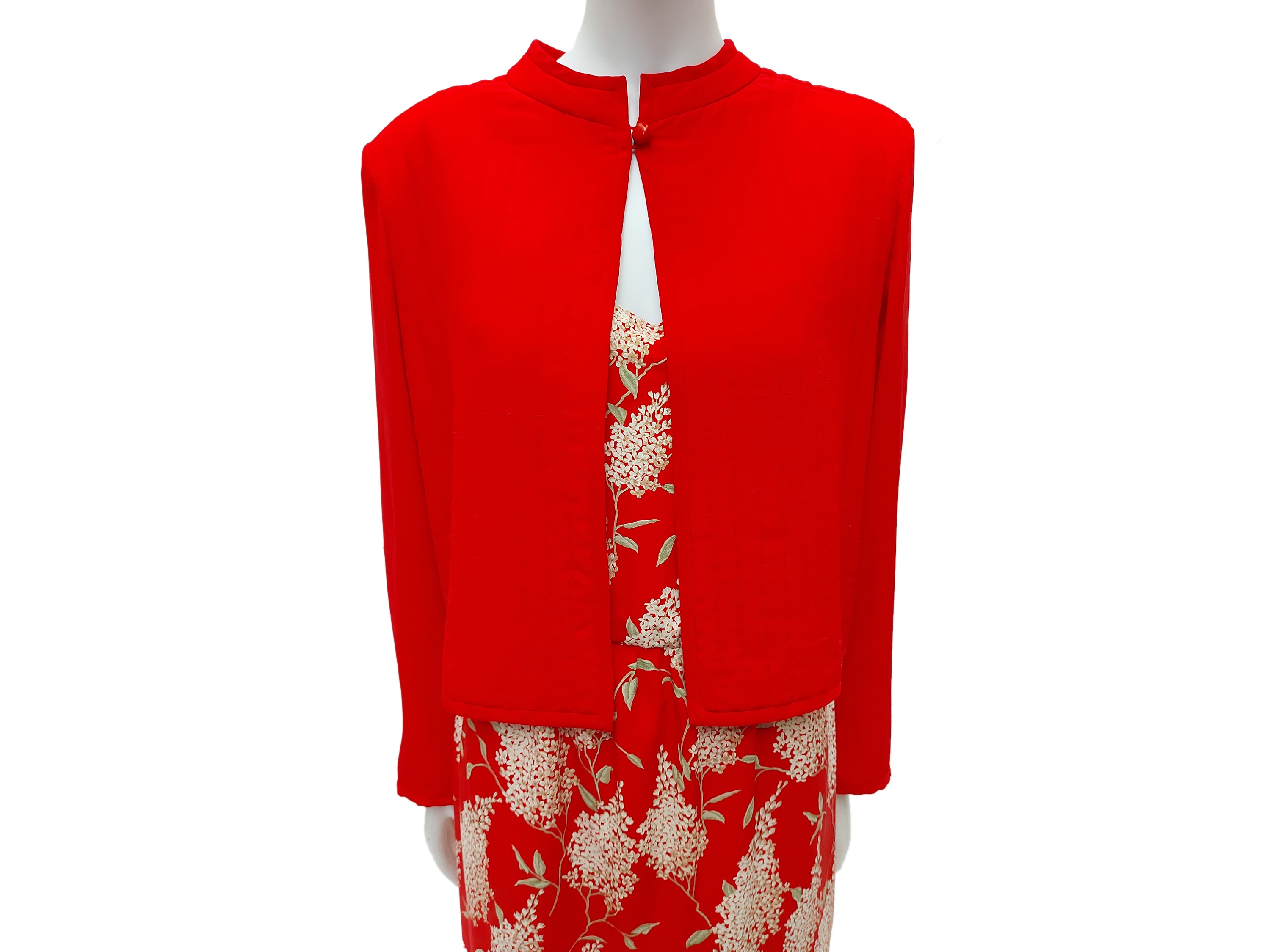 Abito lungo con giacchina in seta rossa, Rossana Massetti, Firenze