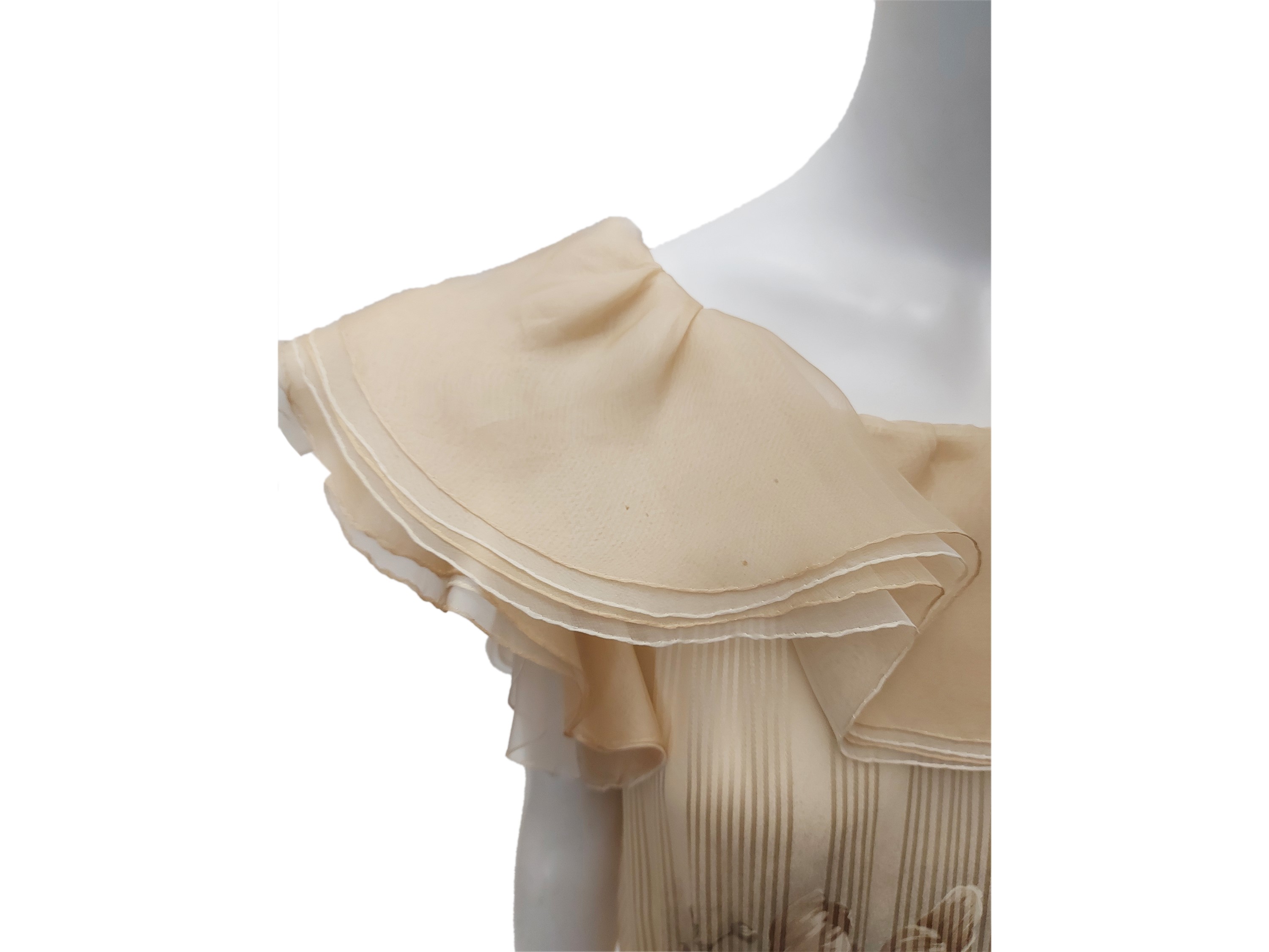 Abito sartoriale lungo in voile di seta plissé