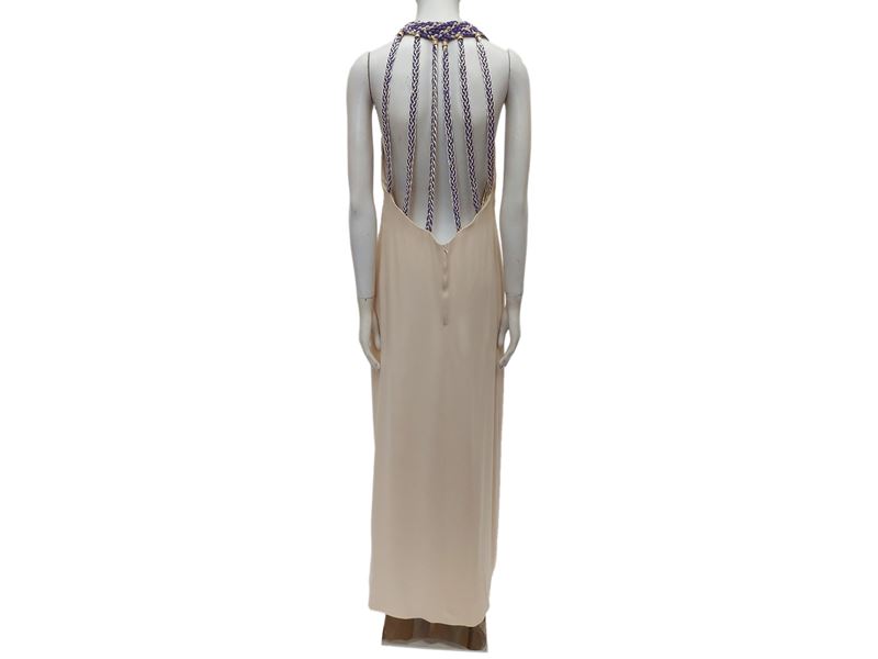 Abito sartoriale lungo in seta color panna, Alta Moda Massetti, Firenze