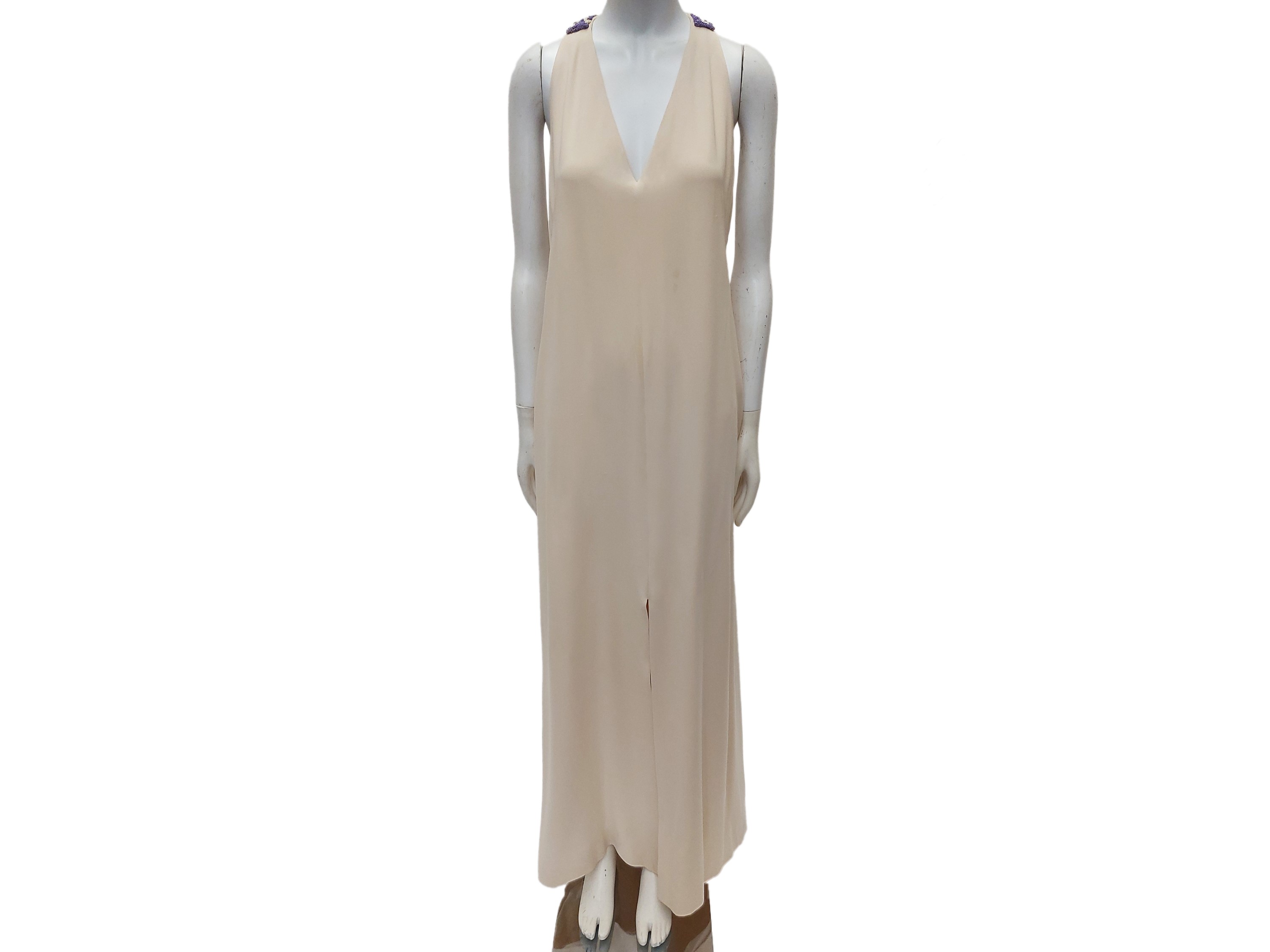 Abito sartoriale lungo in seta color panna, Alta Moda Massetti, Firenze