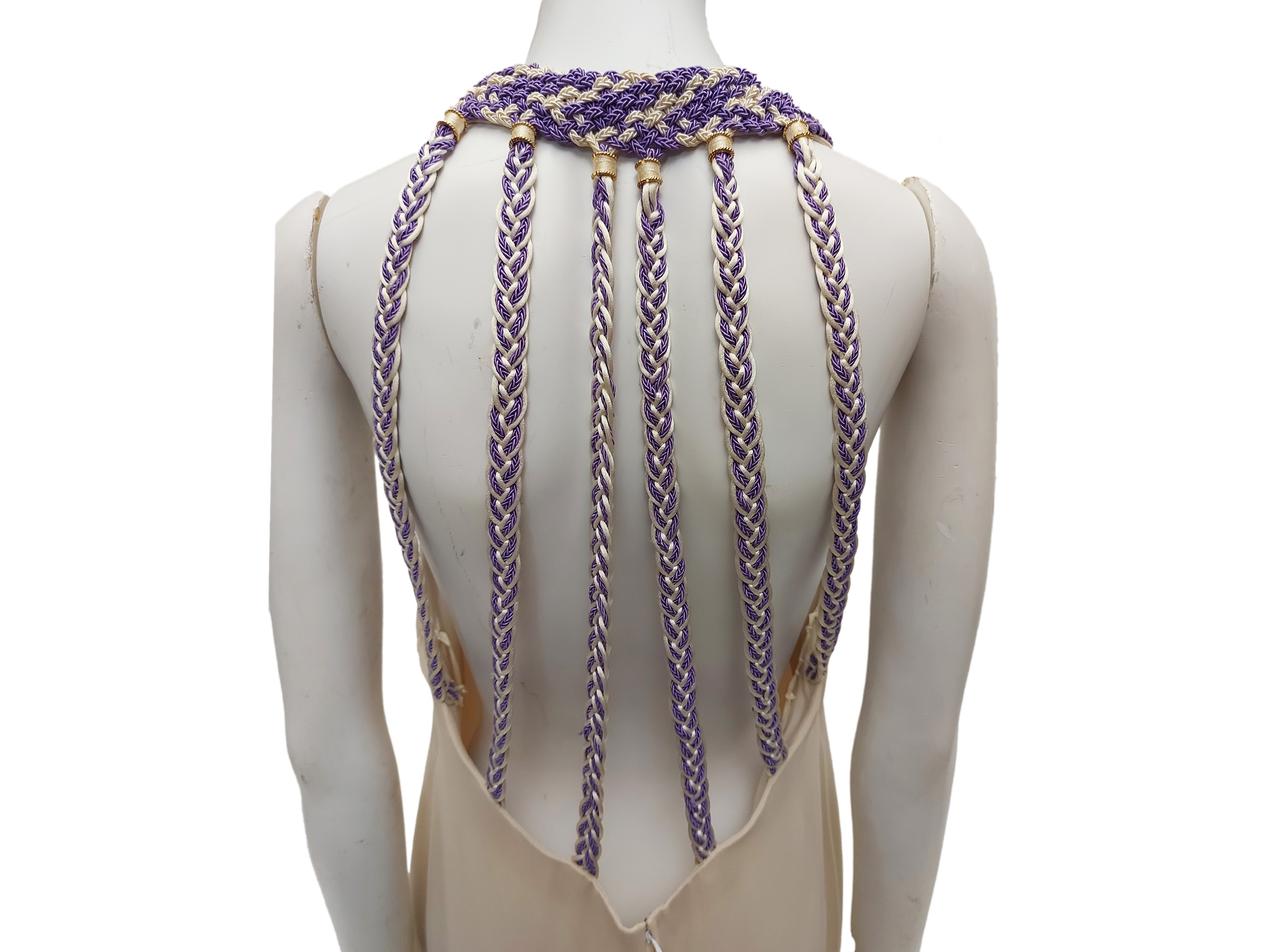 Abito sartoriale lungo in seta color panna, Alta Moda Massetti, Firenze