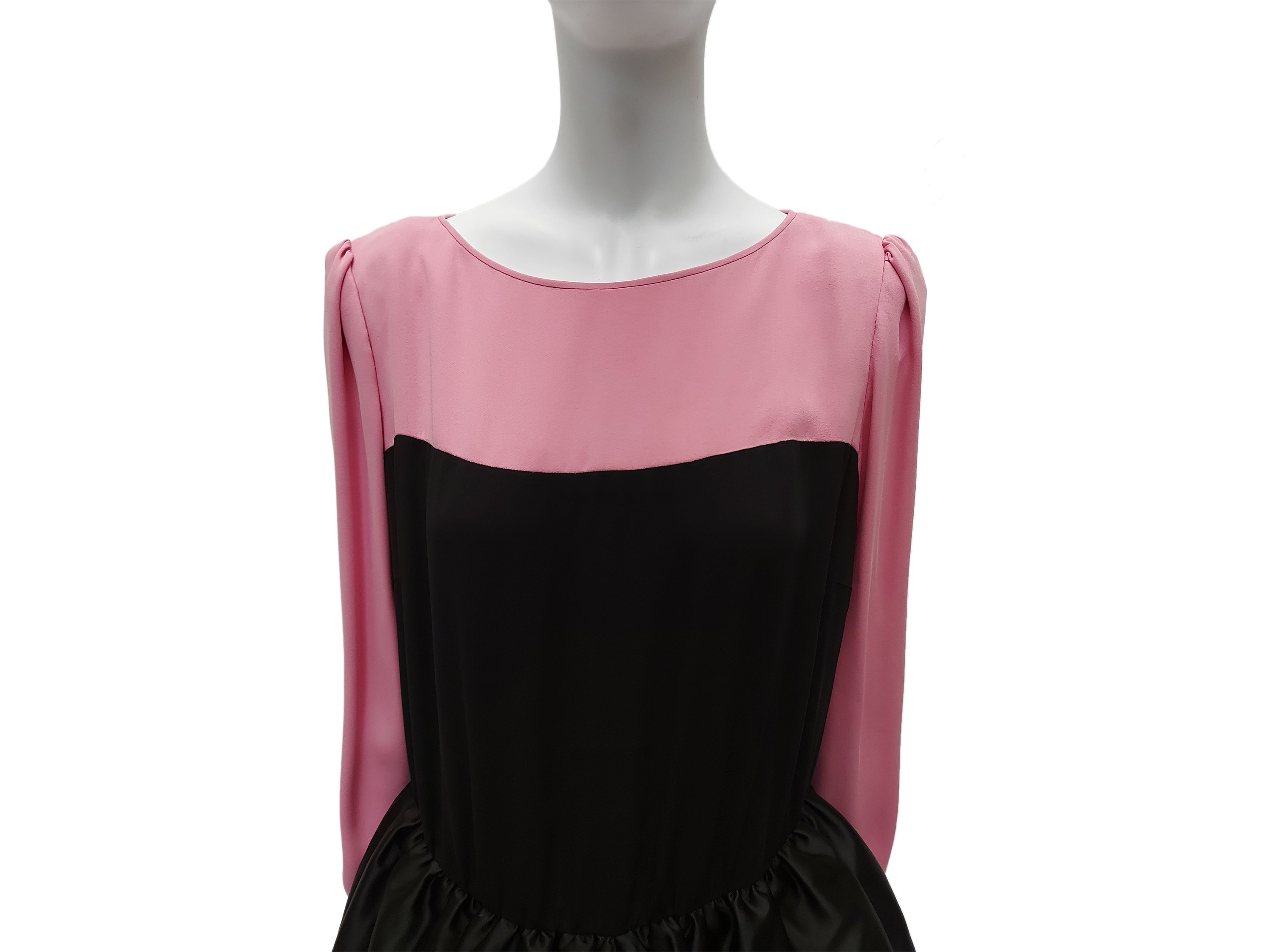 Abito sartoriale da sera lungo in seta nero e rosa