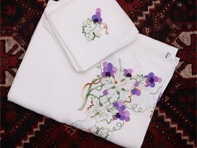 Tovaglia in Lino Bianco Ricamata