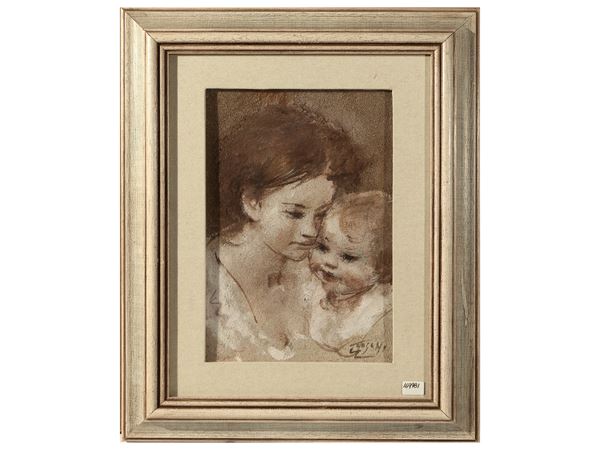 Ermanno Toschi : Maternità  - Asta L'arte di arredare: occasioni in asta - Maison Bibelot - Casa d'Aste Firenze - Milano