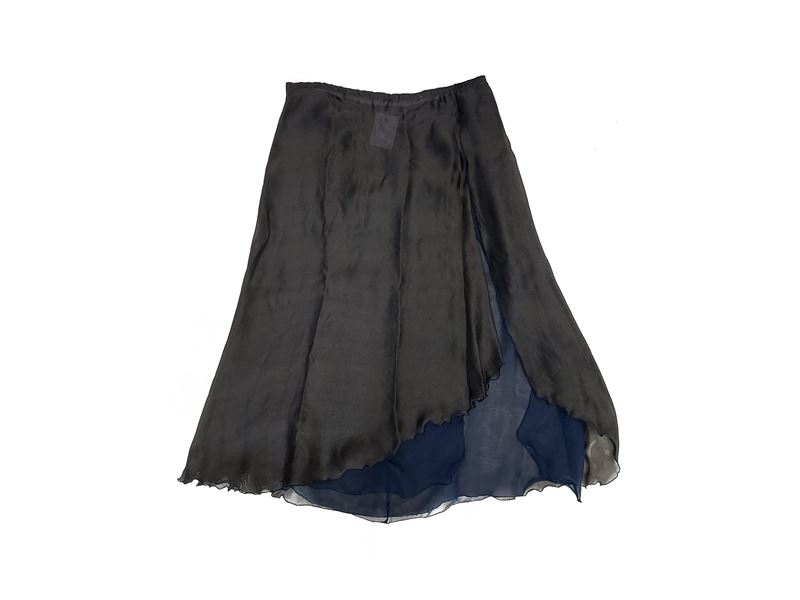 Emporio Armani - Gonna in chiffon grigio e voile blu