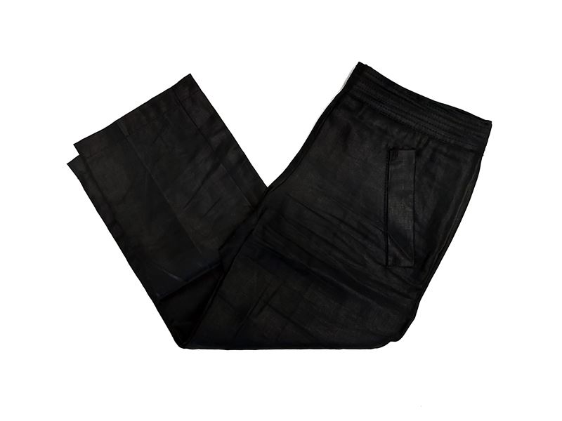 Red Valentino - Pantaloni a Pinocchietto in Lino Nero Cerato