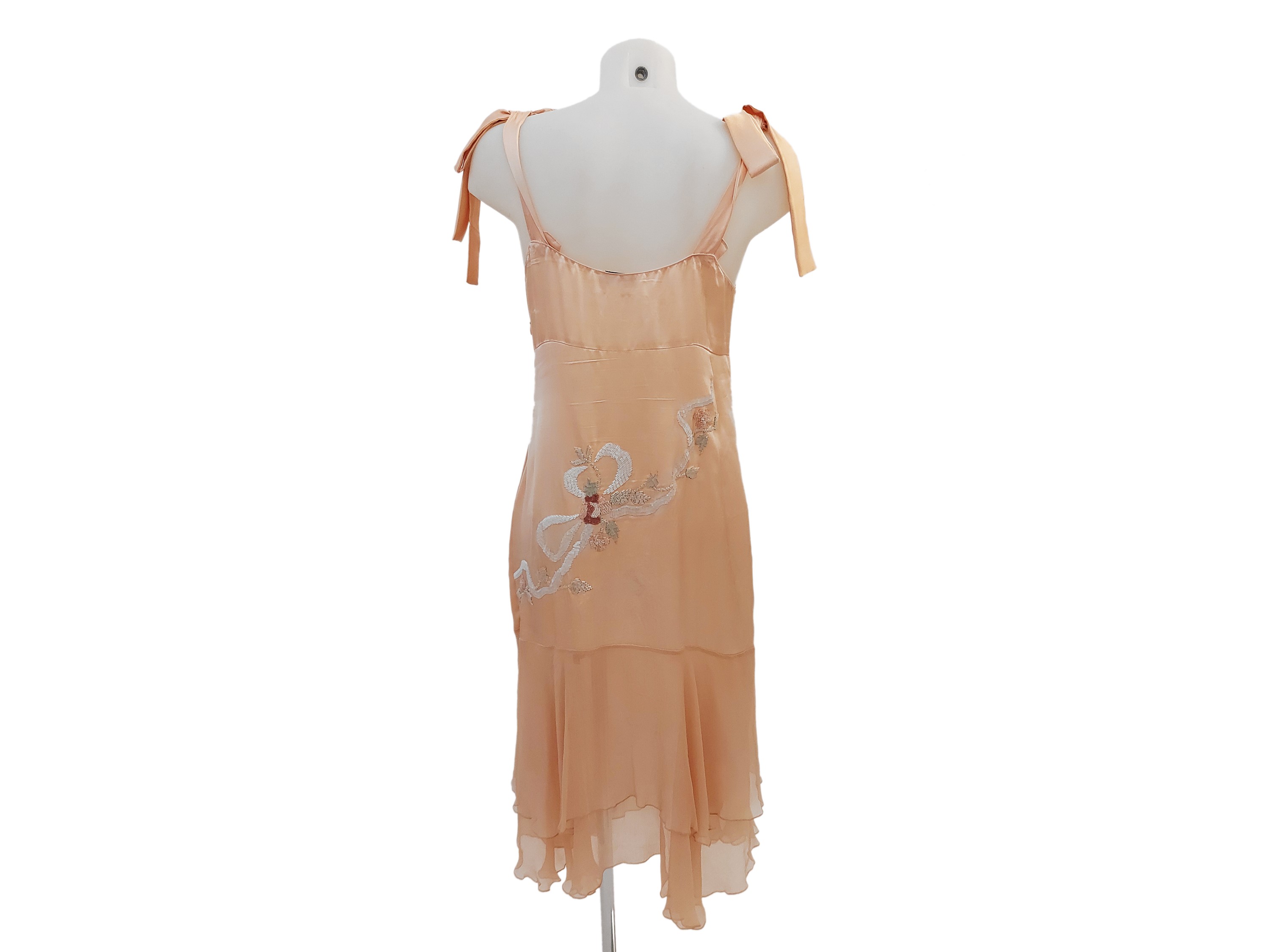 Blumarine - Abito in Seta Color Cipria con Ricamo di Perline
