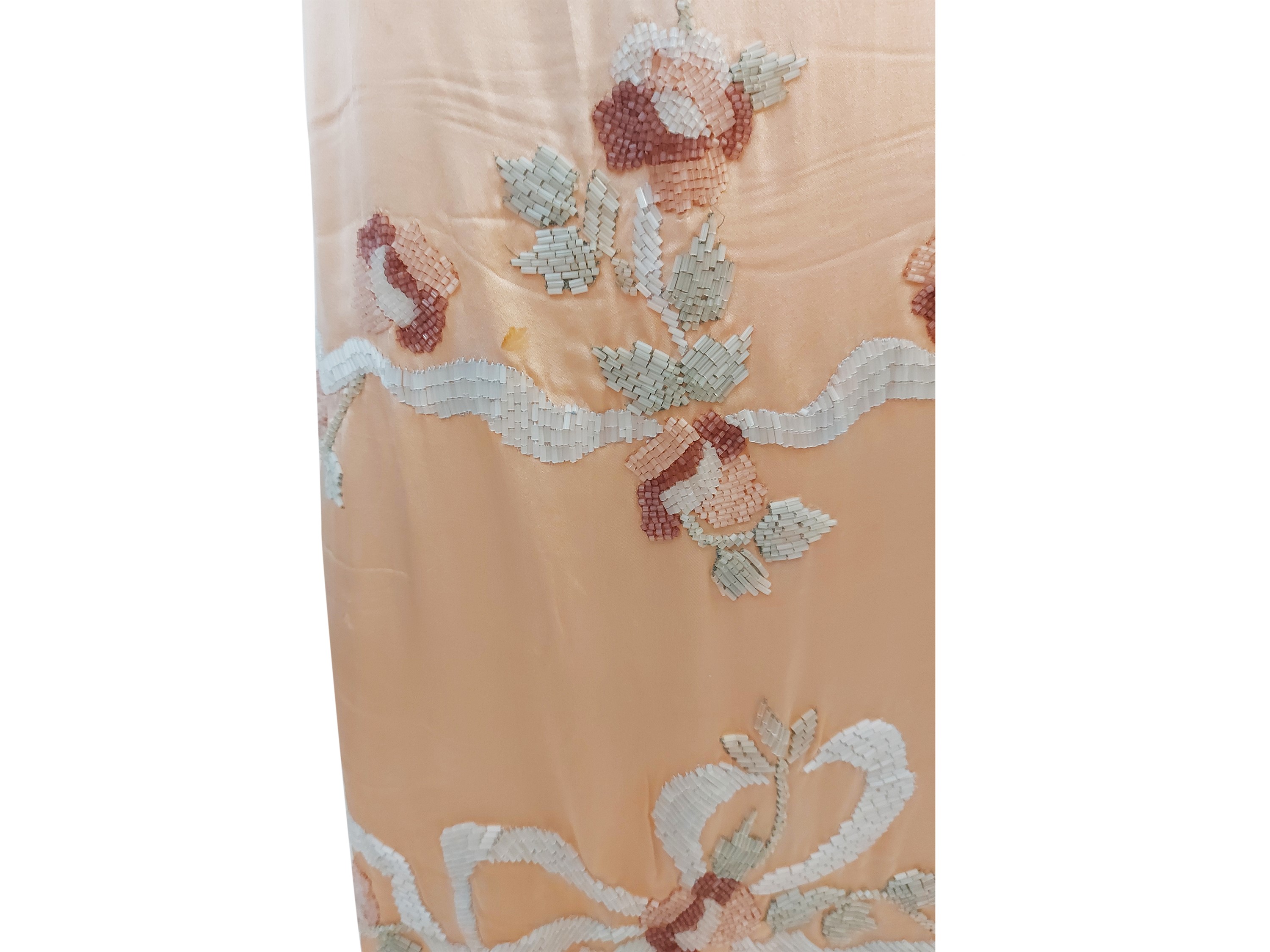 Blumarine - Abito in Seta Color Cipria con Ricamo di Perline