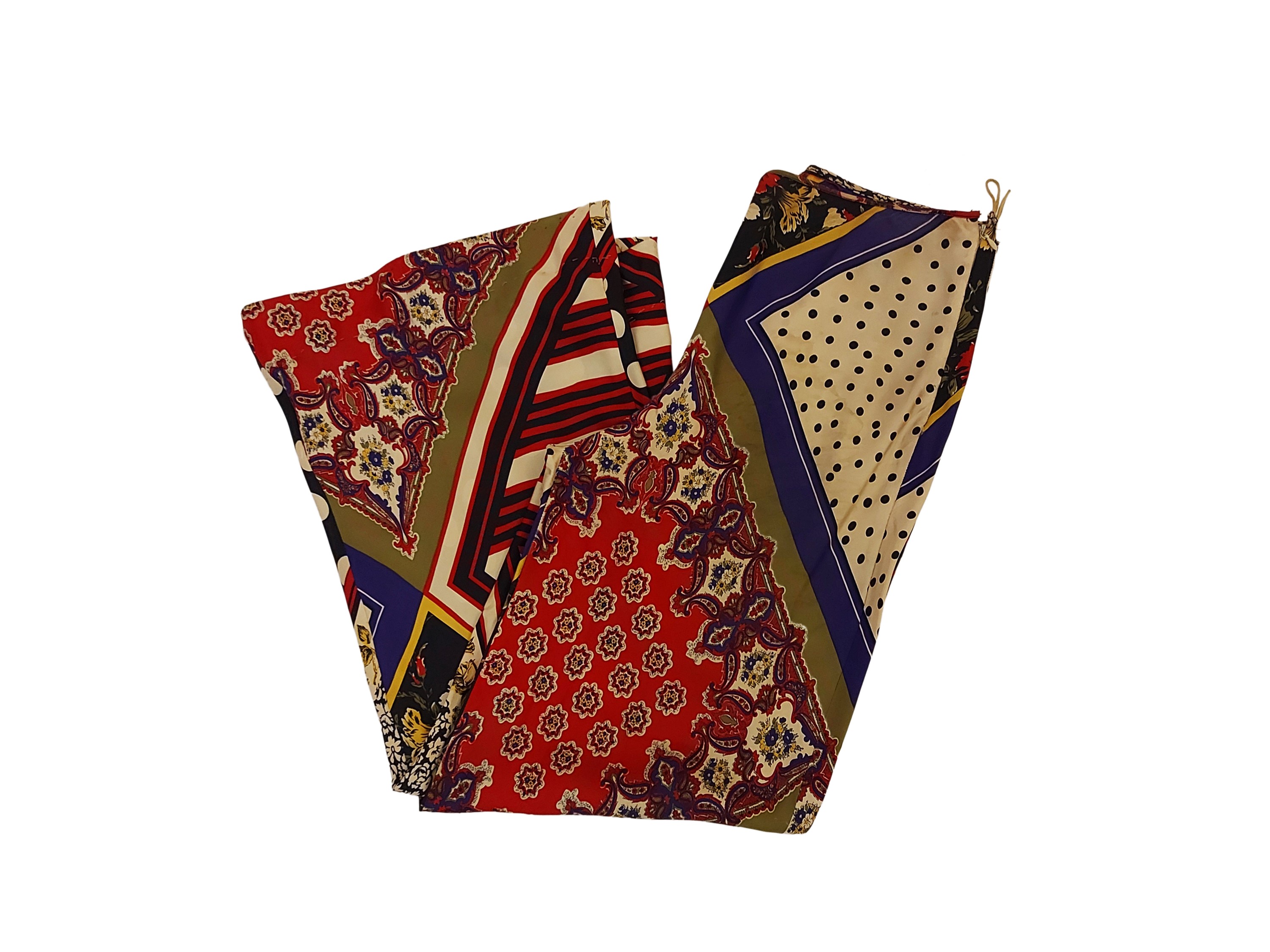 Jean Paul Gaultier - Completo in seta fantasia effetto patchwork multicolor