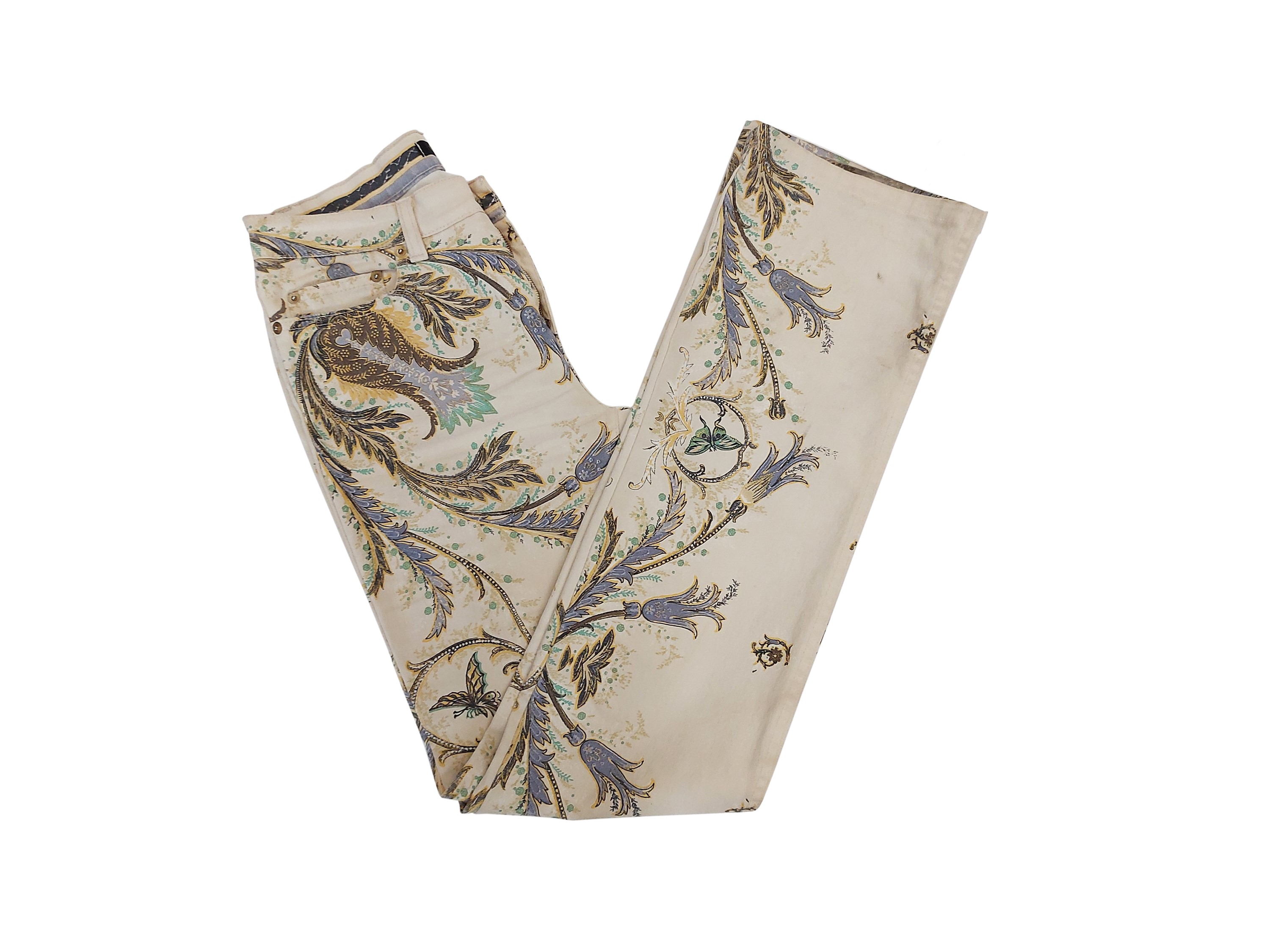 Roberto Cavalli - Completo Jeans e Camicia Fantasia Paisley su Fondo Panna