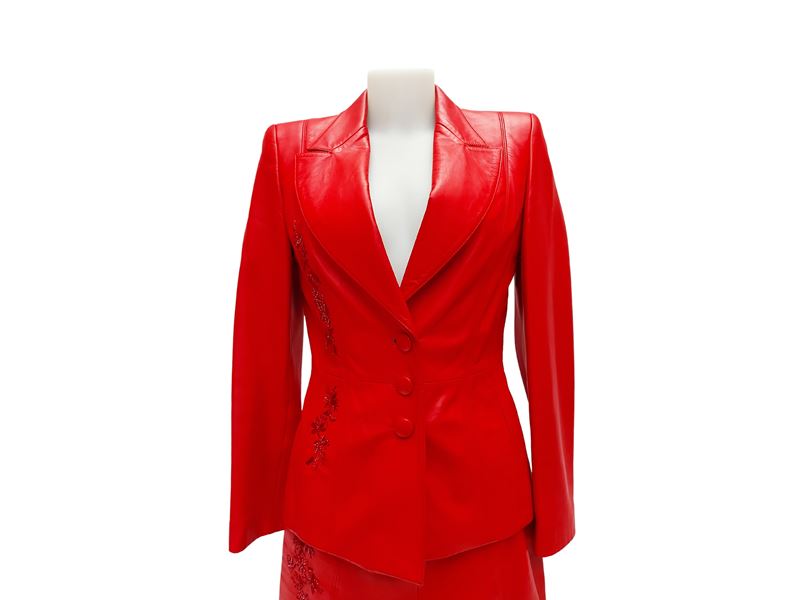 Escada - Tailleur pantaloni in nappa rossa