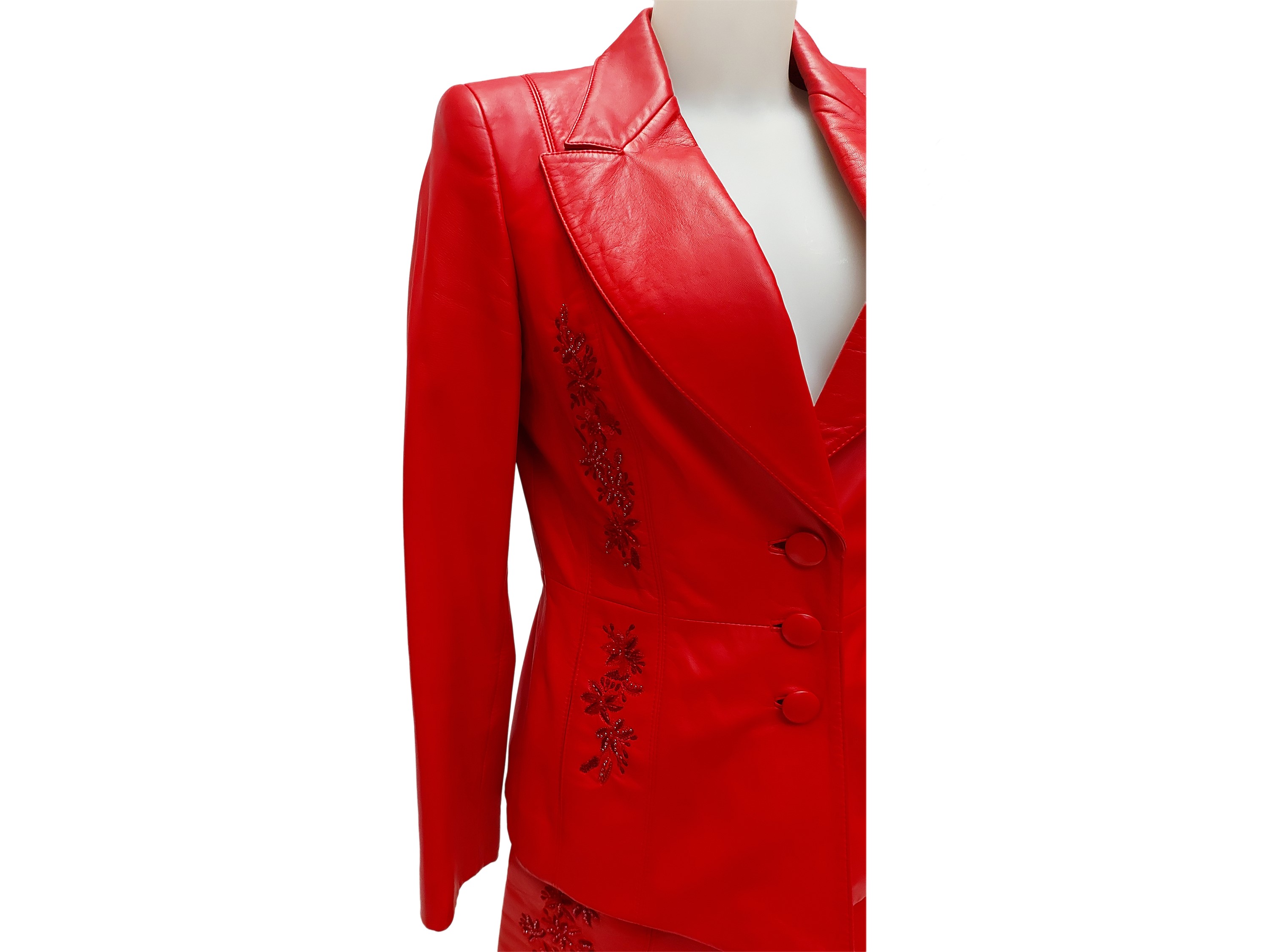 Escada - Tailleur pantaloni in nappa rossa