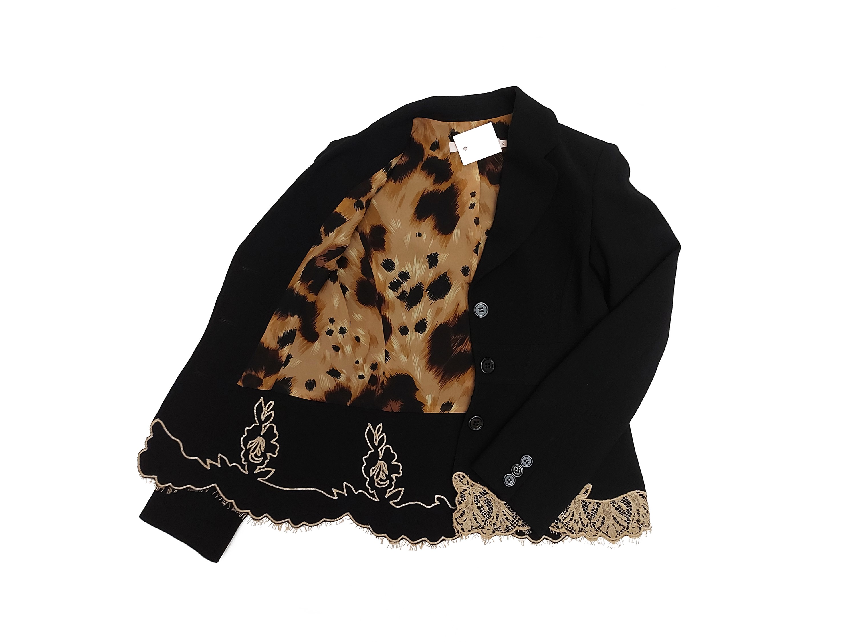 Red Valentino - Tailleur Quattro Pezzi in Lana Nera e Pizzo Beige
