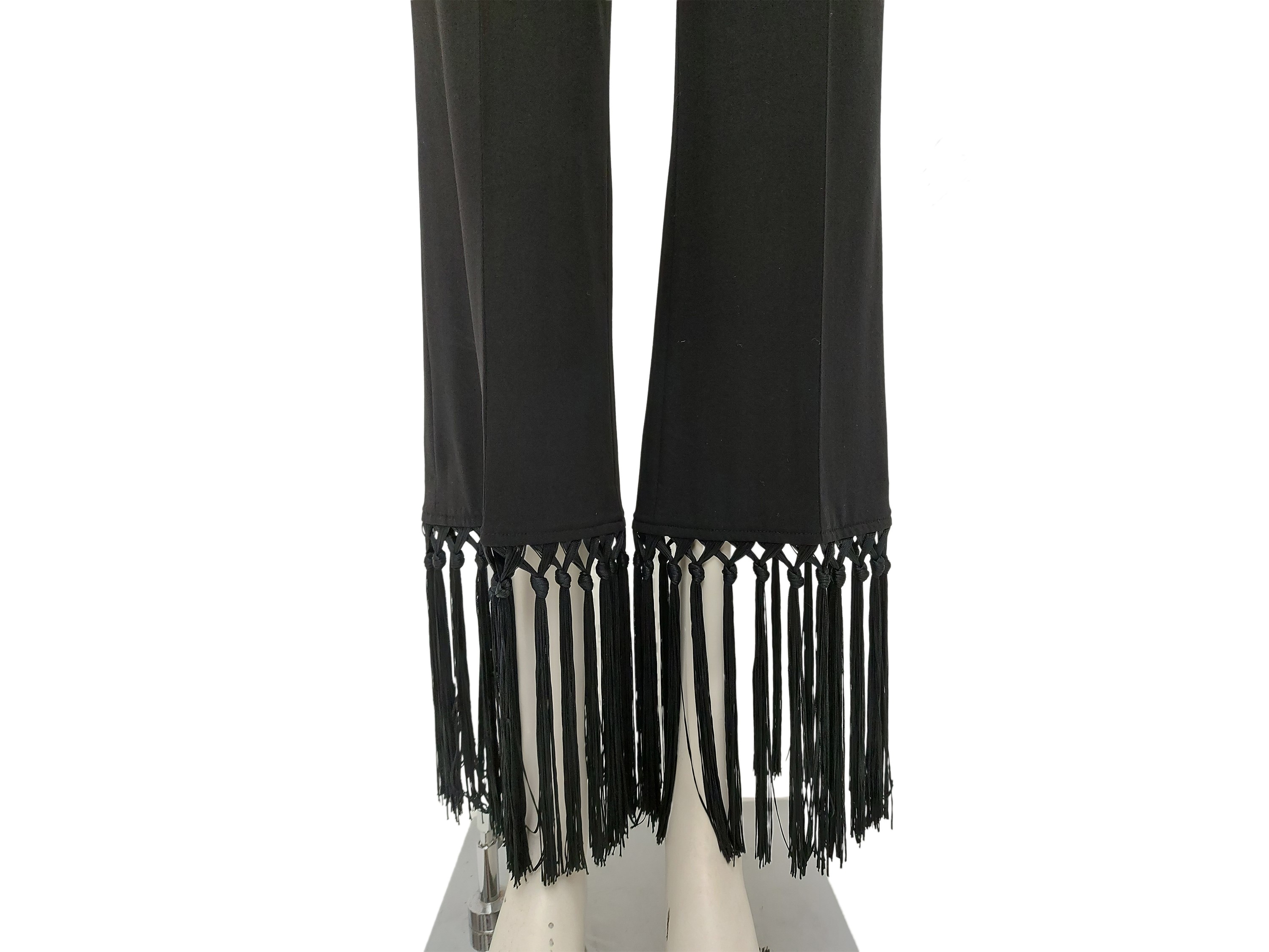 Escada - Completo pantaloni e top nero con frange