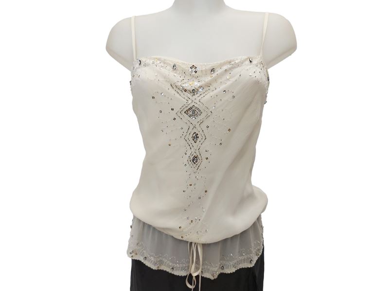 Luisa Spagnoli - Pantaloni in cotone con top in chiffon panna