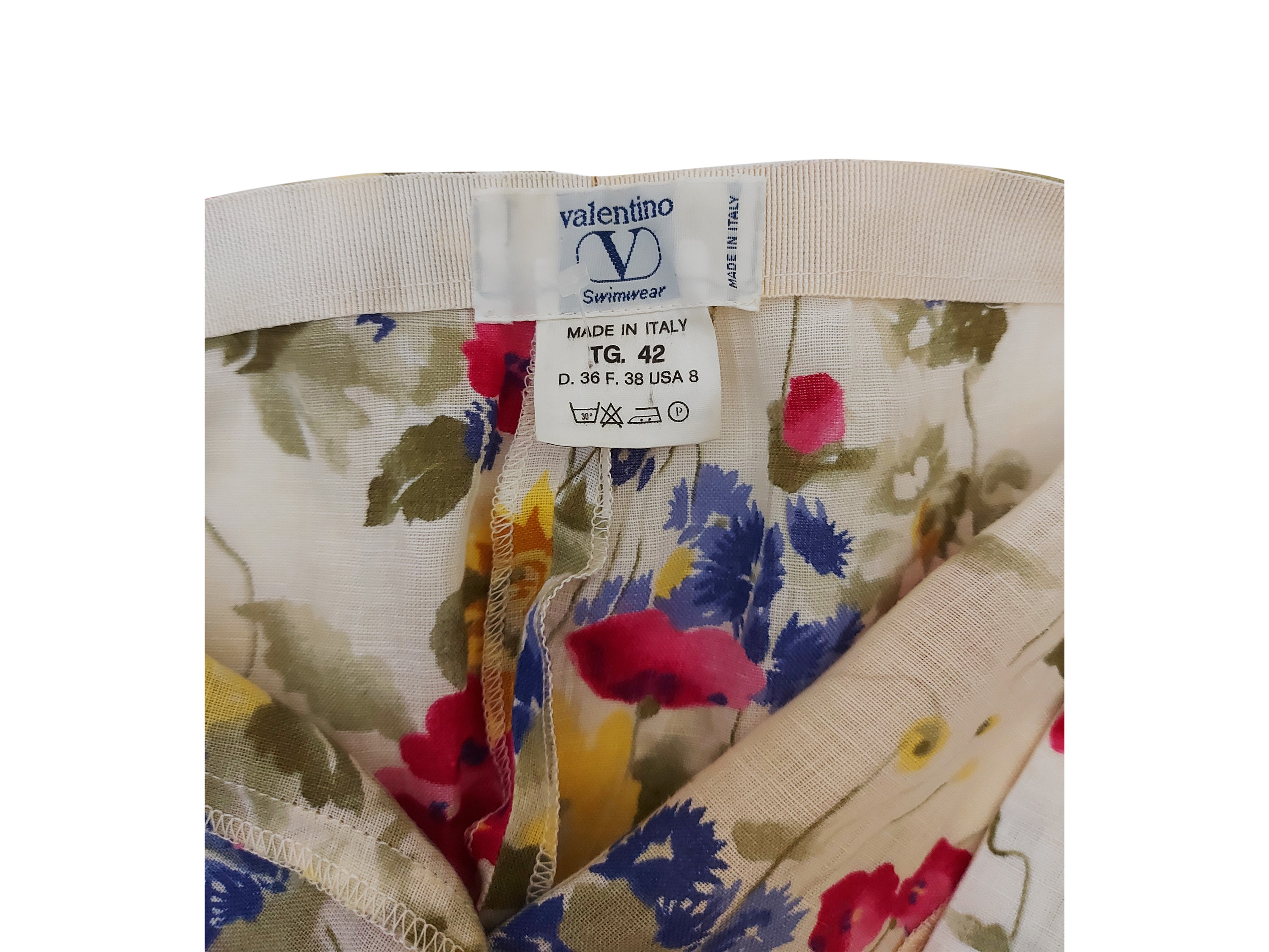 Valentino - Pantaloni in Lino a Fantasia Floreale