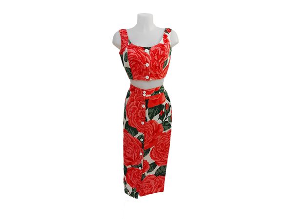 Valentino - Complete Midi skirt and linen top