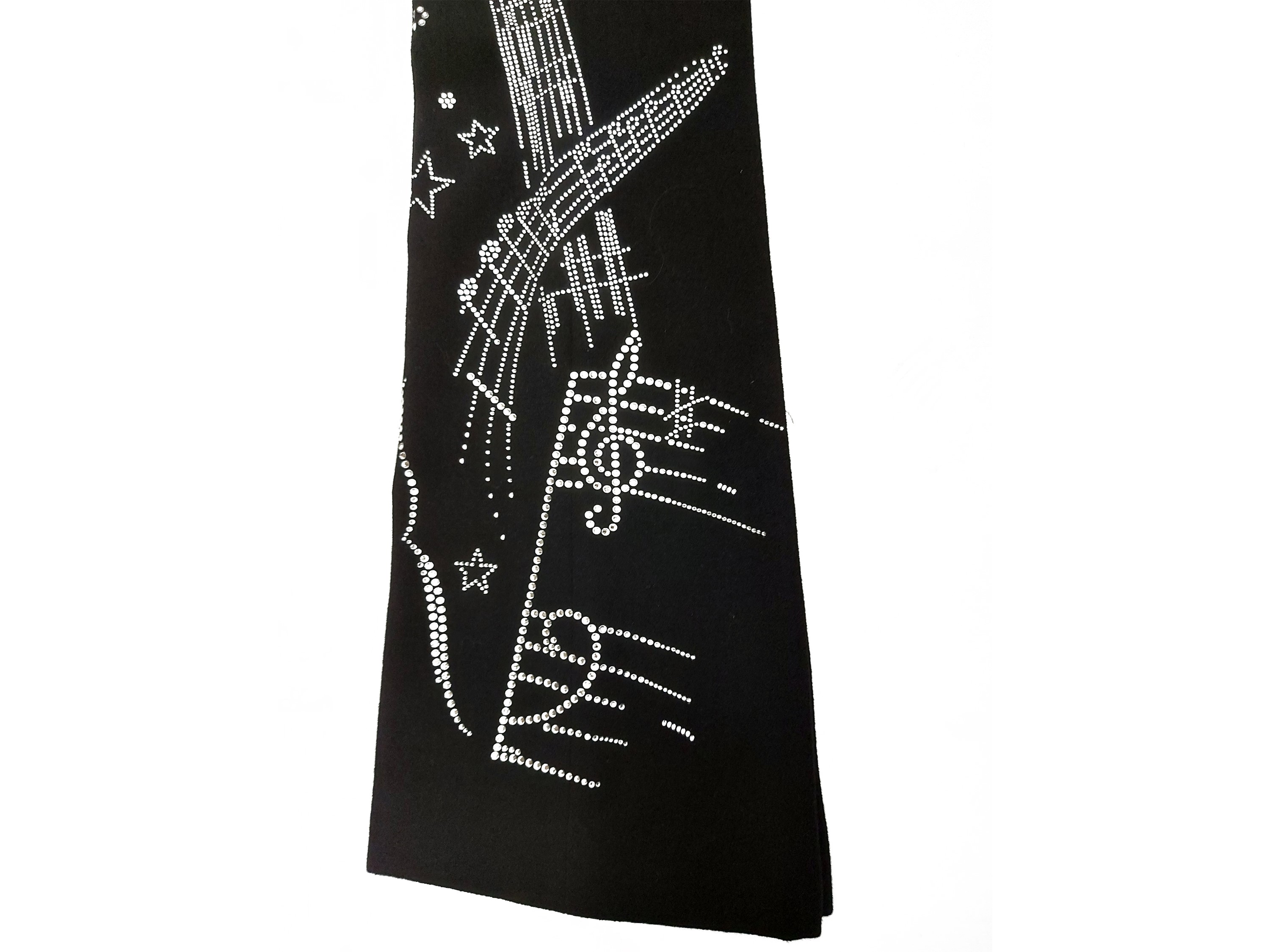 Escada - Pantaloni in lana nera con strass a motivo musicale