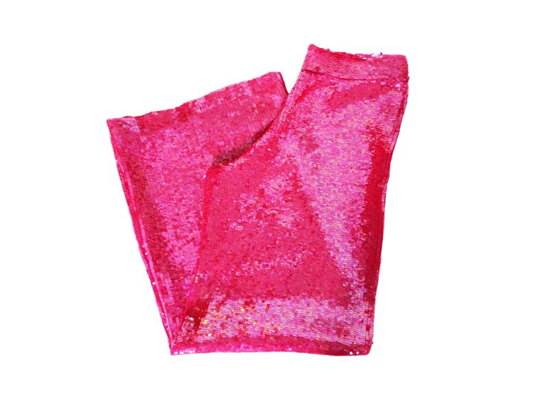 Pantaloni palazzo in seta interamente rivestiti di paillettes fucsia, Anna Molinari