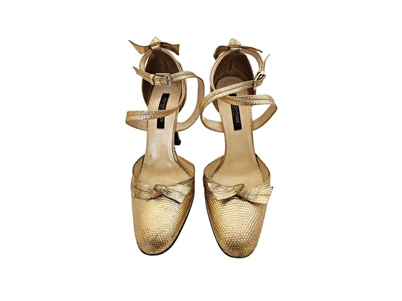 Sergio Rossi - Decolleté in pelle stampa lucertola color oro rosa