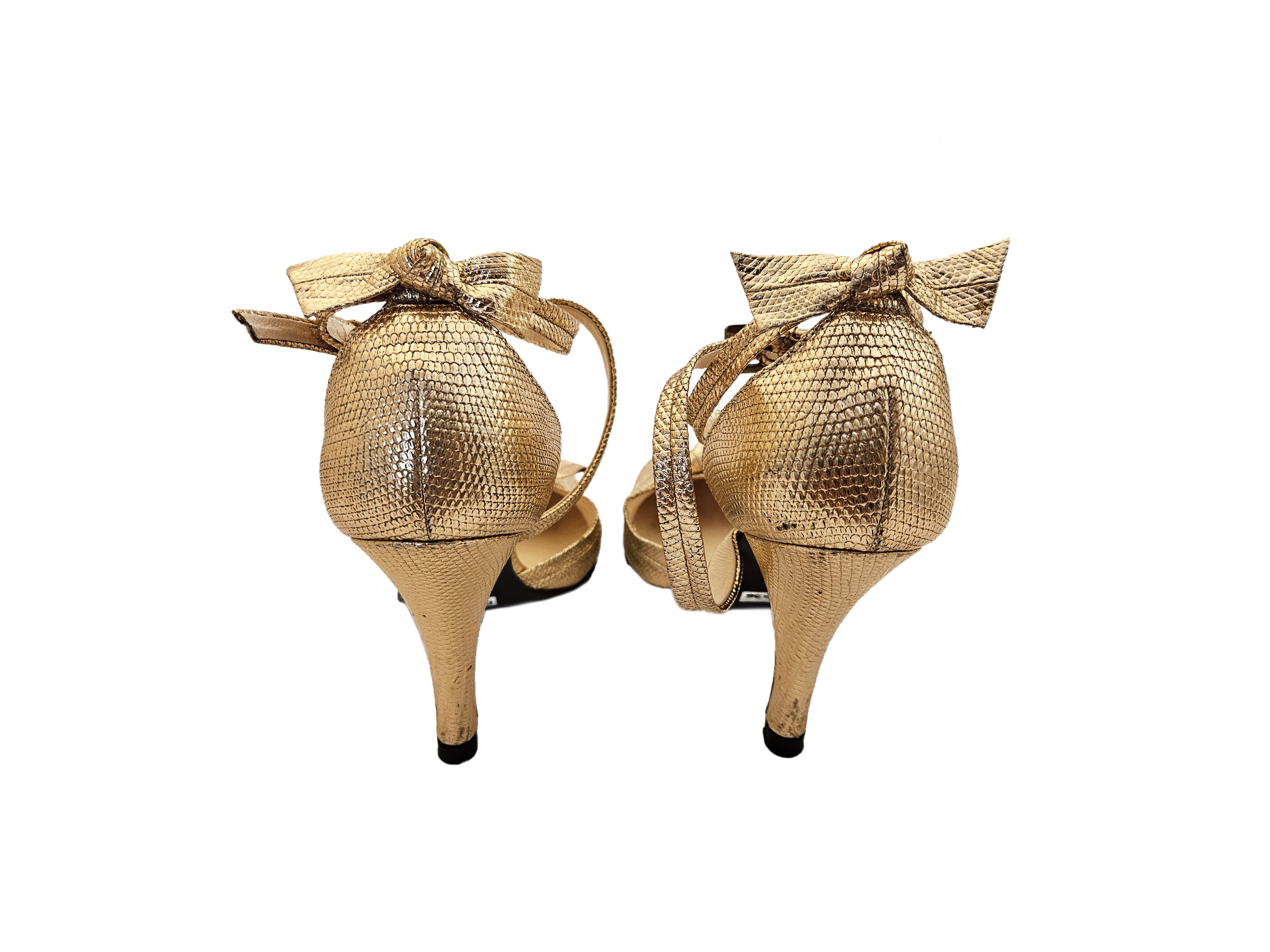 Sergio Rossi - Decolleté in pelle stampa lucertola color oro rosa