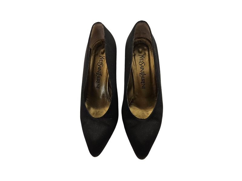 YSL - Decolleté in raso nero