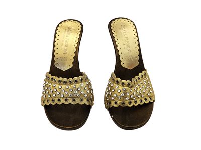 Chiara Pasquini - Clogs in Pelle Color Oro e Strass
