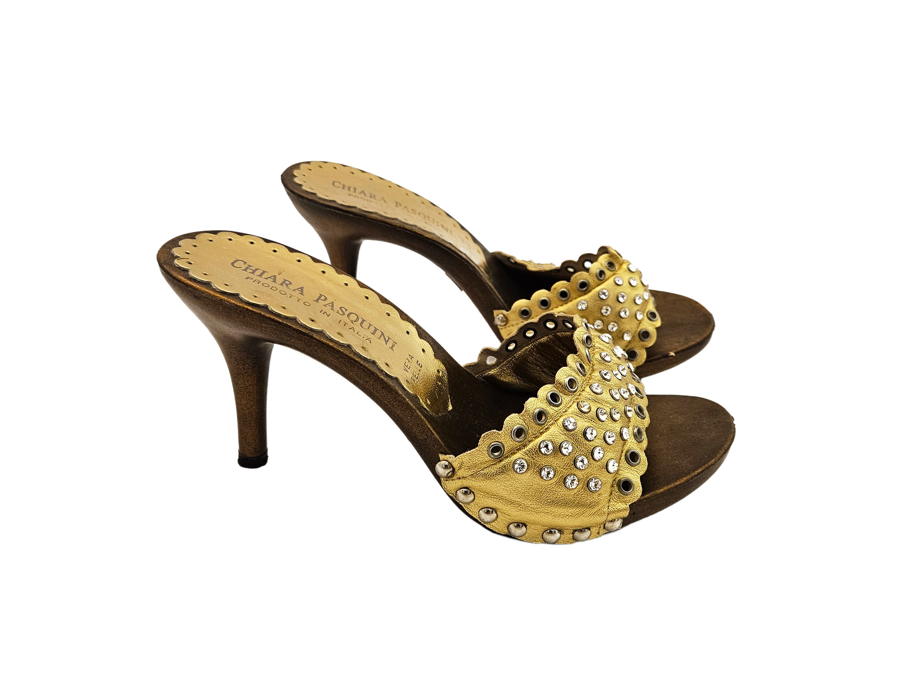 Chiara Pasquini - Clogs in Pelle Color Oro e Strass