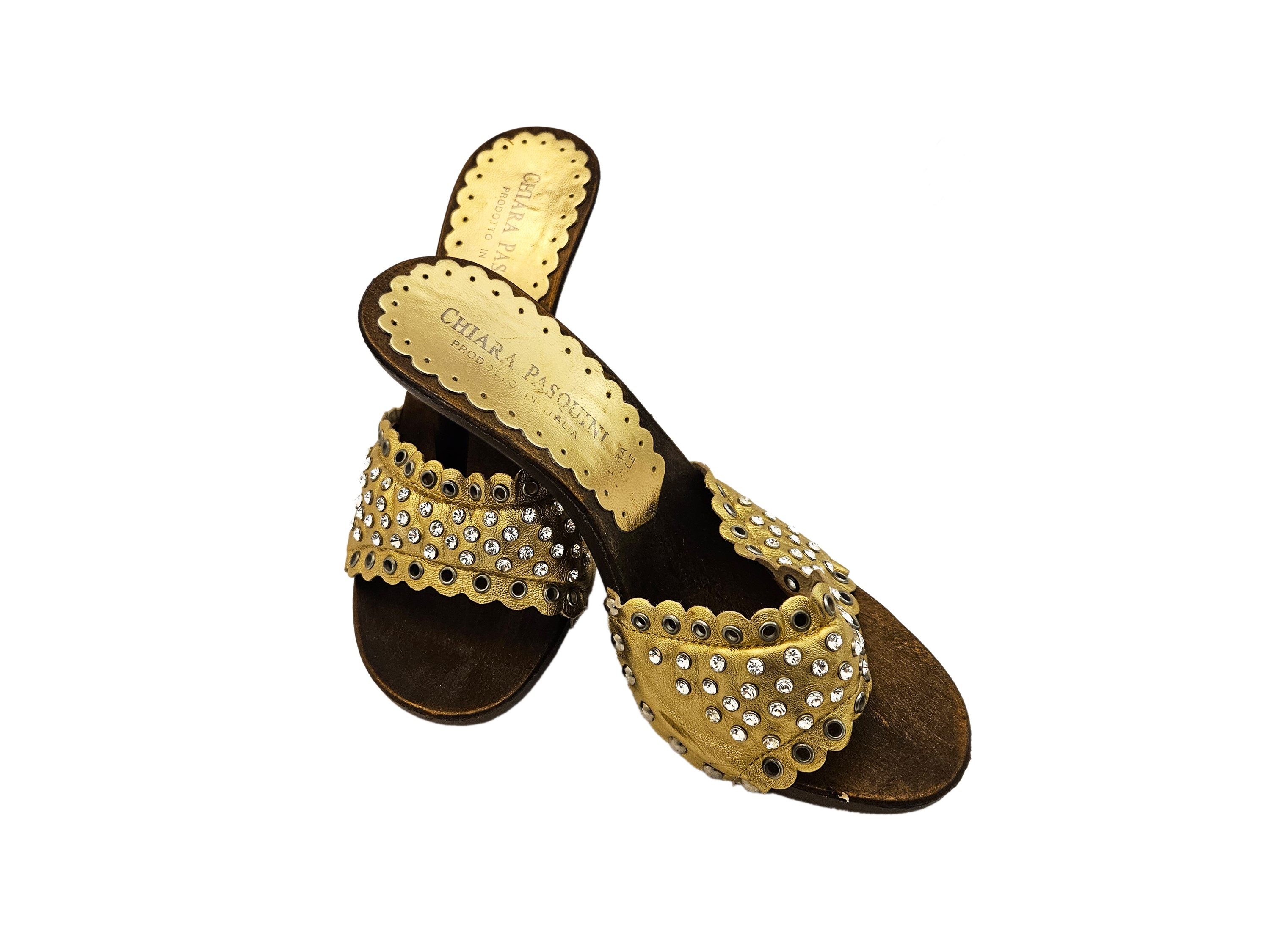 Chiara Pasquini - Clogs in Pelle Color Oro e Strass