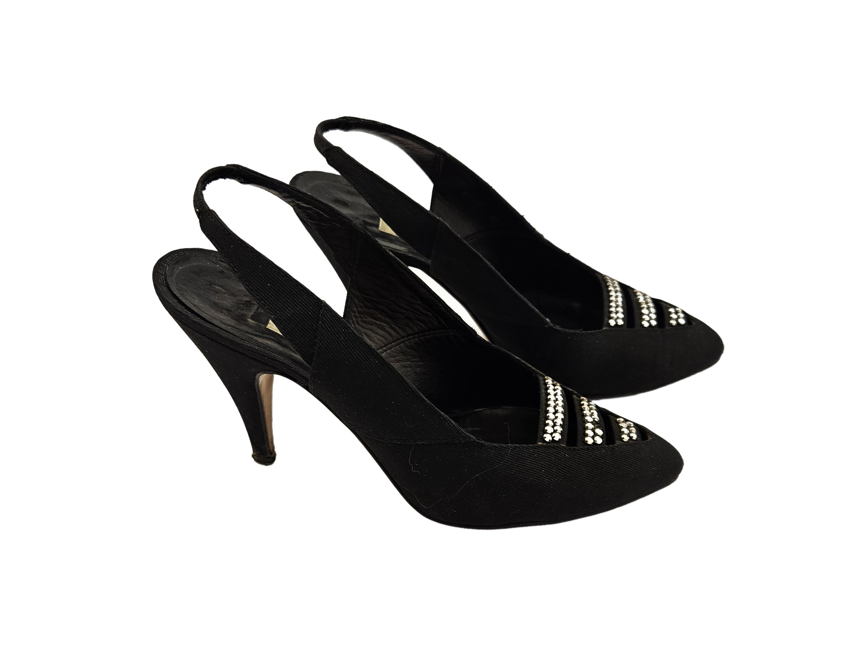 Casadei - Decolleté in tessuto nero con strass