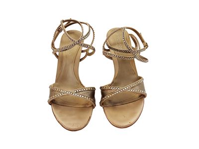 Sergio Rossi - Sandali in Pelle Color Bronzo e Strass