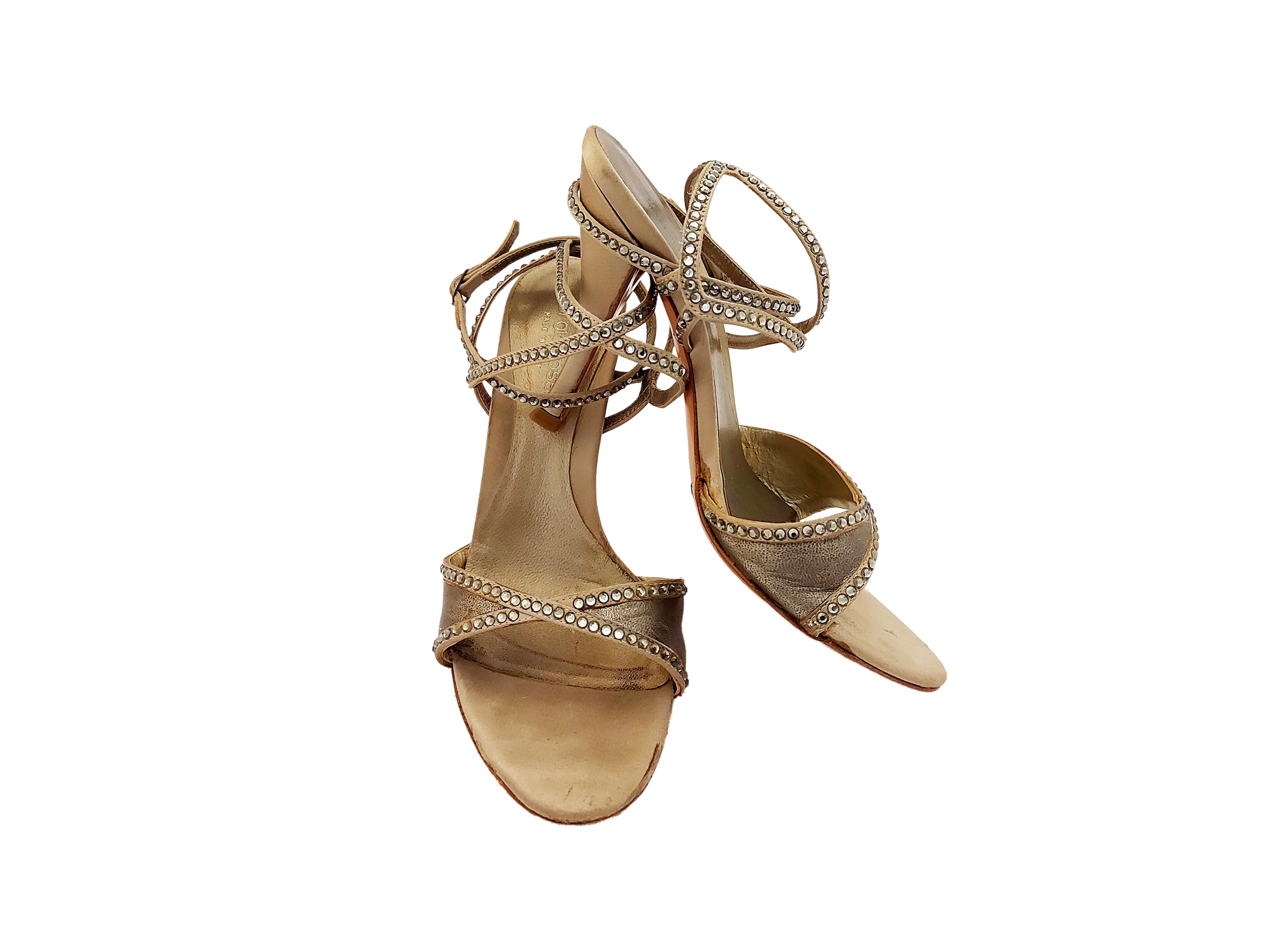 Sergio Rossi - Sandali in Pelle Color Bronzo e Strass