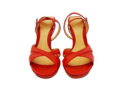 Sergio Rossi - Sandali con Plateau in Pelle Rossa