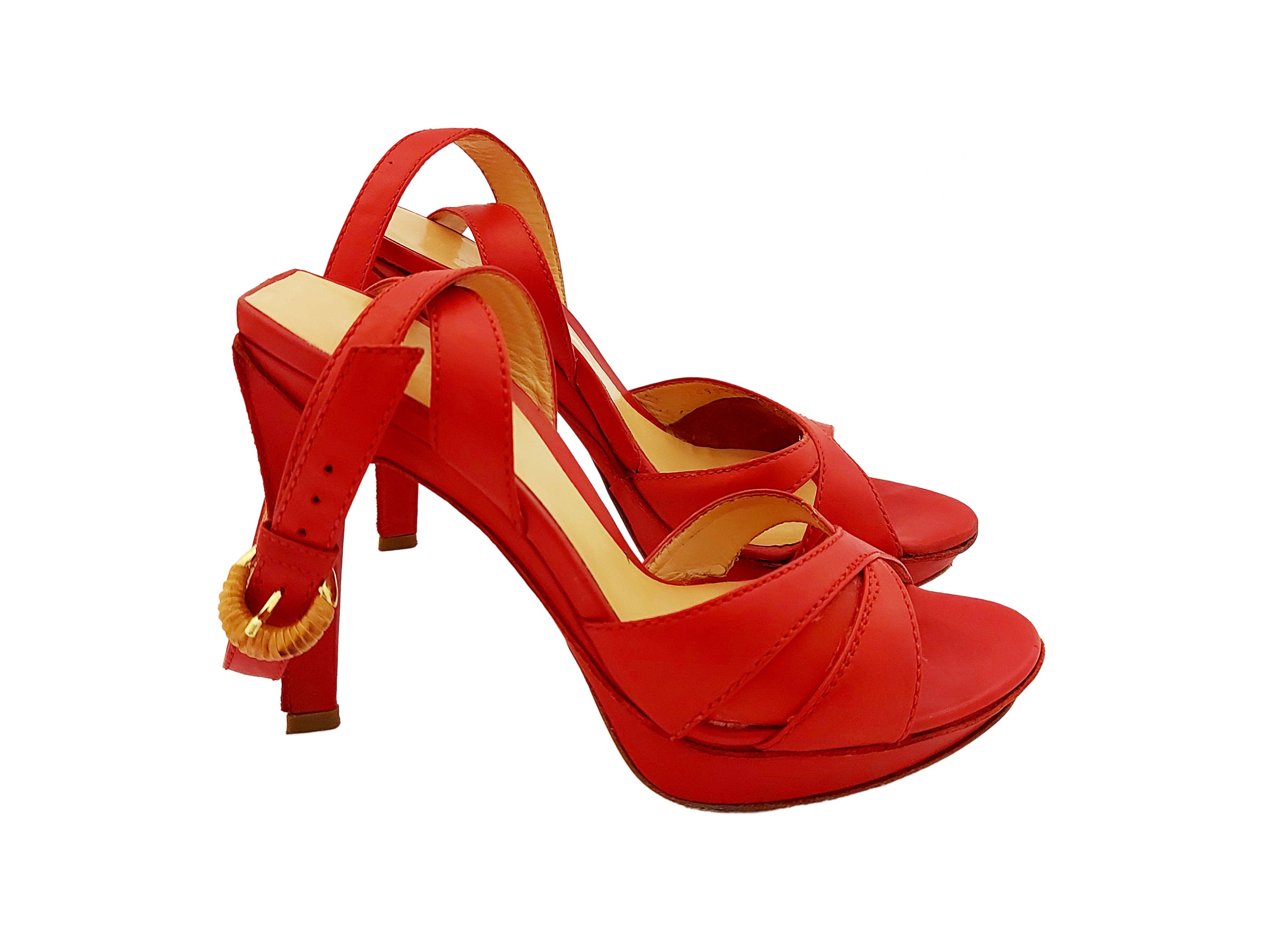 Sergio Rossi - Sandali con Plateau in Pelle Rossa