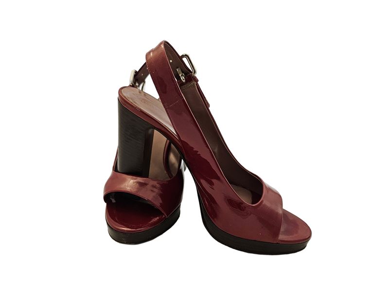 Miu Miu - Sandali con Plateau in Vernice Bordeaux