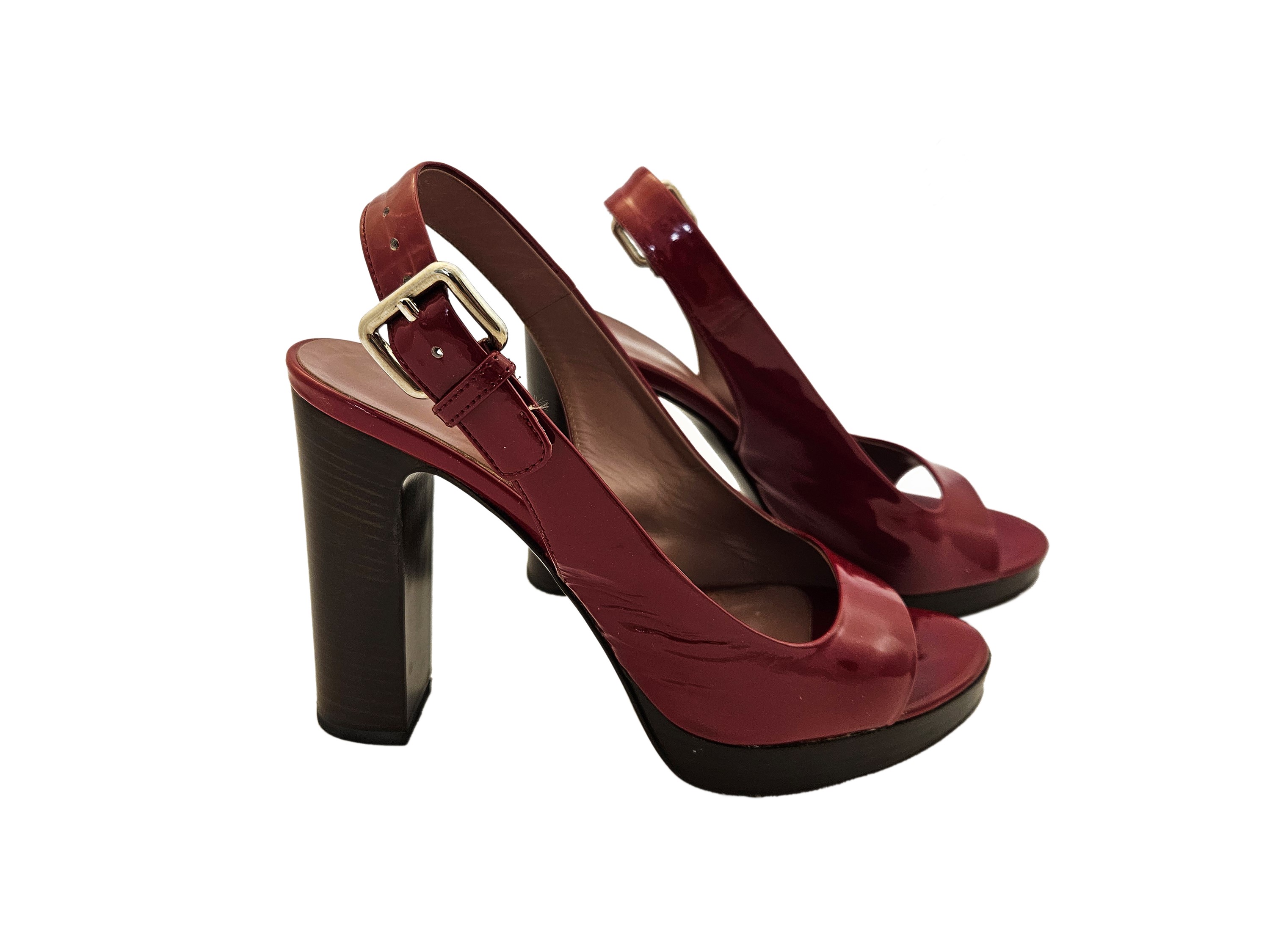 Miu Miu - Sandali con Plateau in Vernice Bordeaux