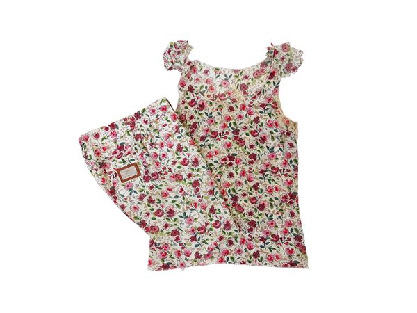 Dolce & Gabbana - Complete pants and silk top with floral motif