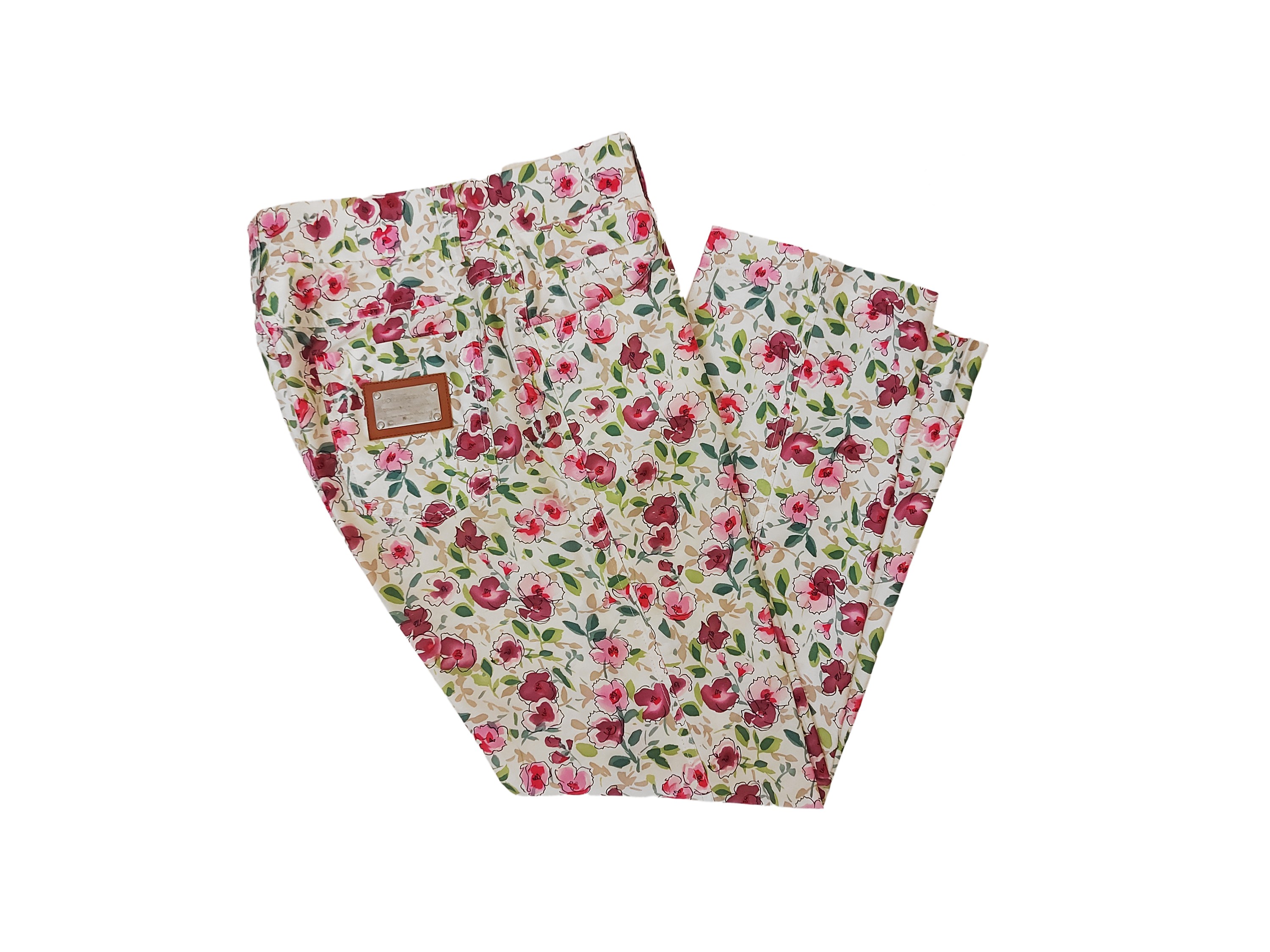 Dolce & Gabbana - Completo Pantaloni e Top in Seta a Motivo Floreale