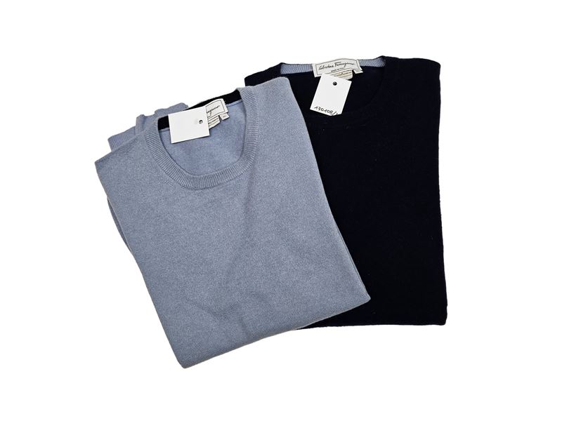 Salvatore Ferragamo - Due Golf Girocollo da Uomo in Cashmere