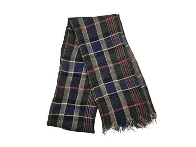 Brunello Cucinelli - Sciarpa in Lino Tartan su Fondo Blu/verde