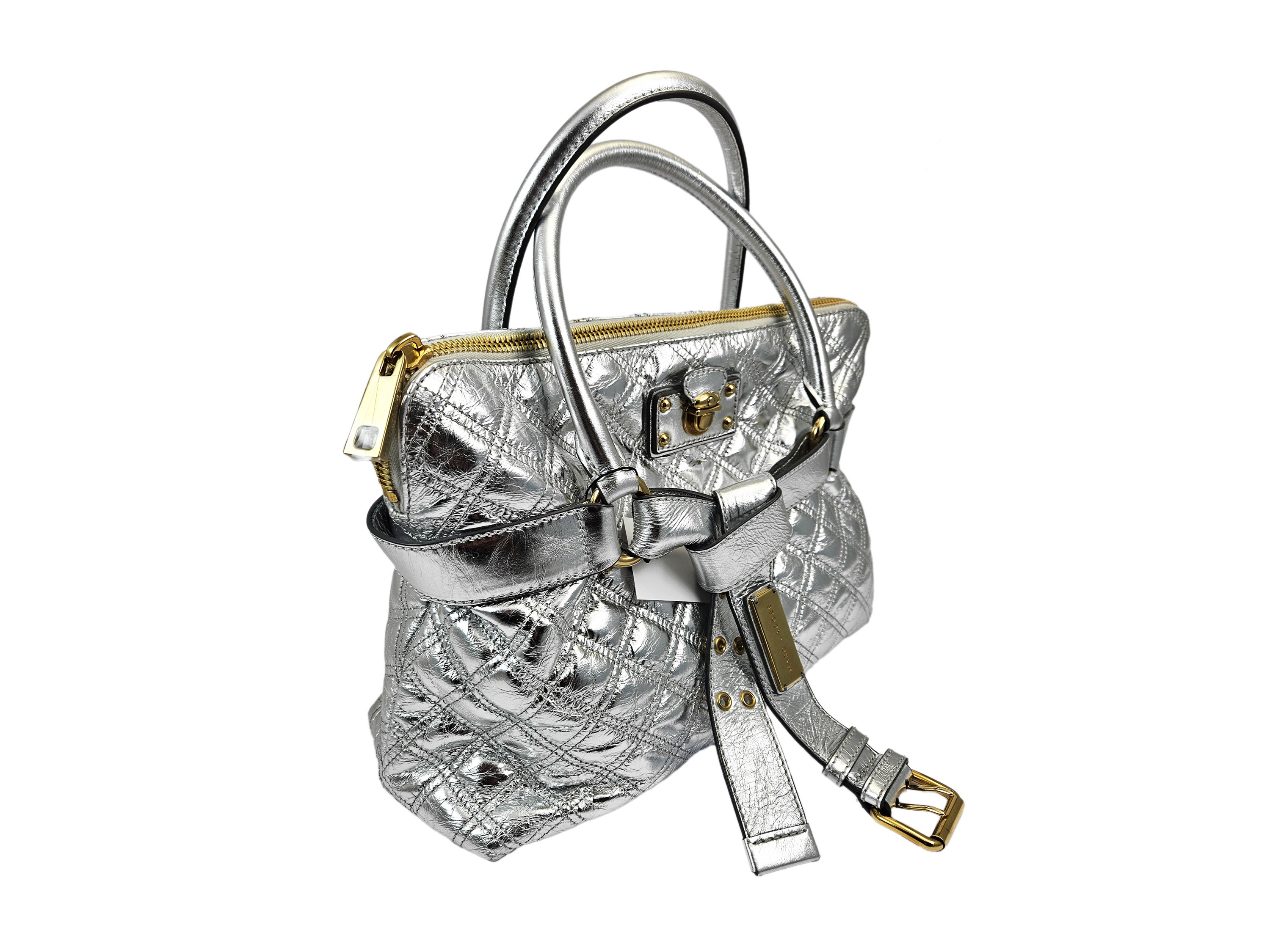 Marc Jacobs - Borsa a mano "Bruna" in pelle trapuntata color argento