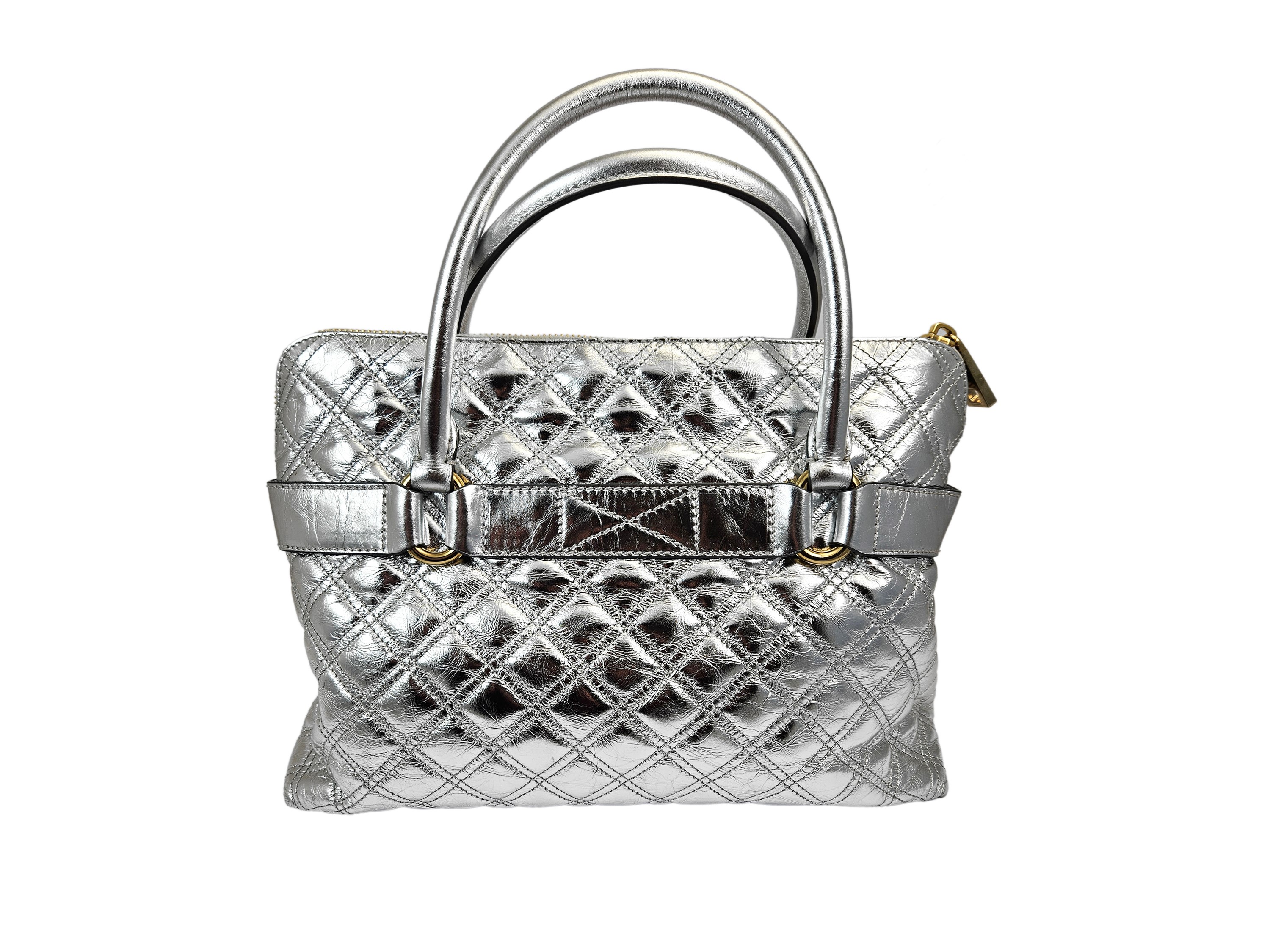 Marc Jacobs - Borsa a mano "Bruna" in pelle trapuntata color argento
