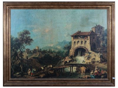 Paesaggio con Mulino, Ponte e Viandanti