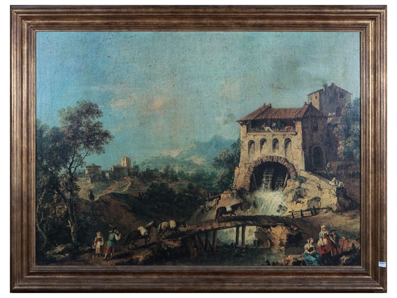 Paesaggio con Mulino, Ponte e Viandanti