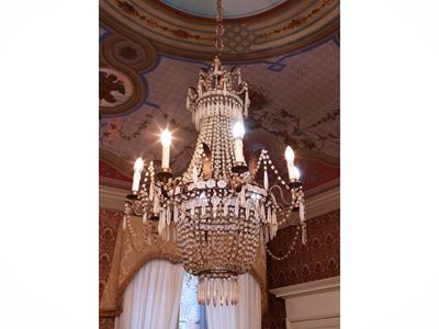 Lampadario a Paniere in Vetro e Metallo