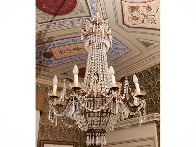 Lampadario a Paniere in Vetro e Metallo